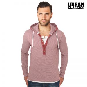 Fine Stripe Button Hoody