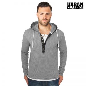 Fine Stripe Button Hoody