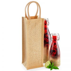 Shimmer Jute Bottle Bag